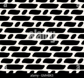 Vector Seamless Black And White Rounded Dashed Lines Pattern Stock Vector