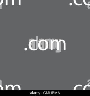 Domain COM sign icon. Top-level internet domain symbol. Seamless pattern on a gray background. Vector Stock Vector