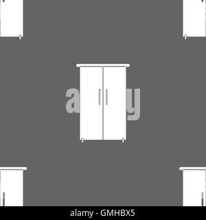 Cupboard icon sign. Seamless pattern on a gray background. Vector Stock Vector