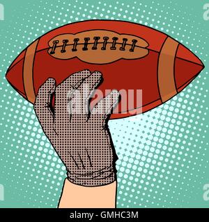 The ball of American football in his hand Stock Vector