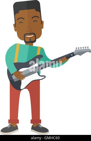 Musician playing electric guitar. Stock Vector