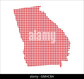 Red Dot Map of Georgia Stock Vector