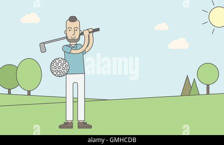 Golf player man. Stock Vector