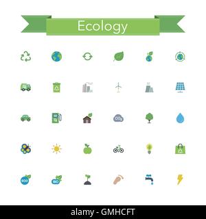 Ecology Flat Icons Stock Vector