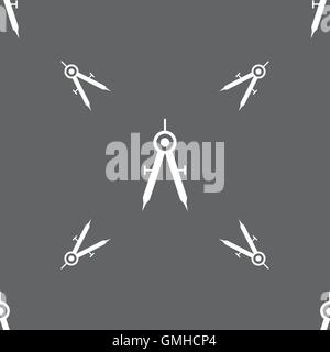 Mathematical Compass sign icon. Seamless pattern on a gray background. Vector Stock Vector