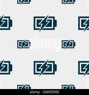 Battery charging sign icon. Lightning symbol. Seamless pattern with geometric texture. Vector Stock Vector