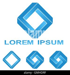 Blue Penrose rectangle company symbol design set Stock Vector