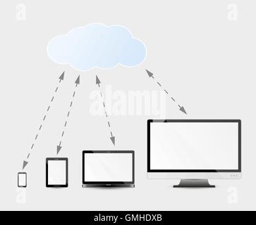 multimedia devices and cloud services Stock Vector