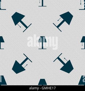 Lamp icon sign. Seamless pattern with geometric texture. Vector Stock Vector