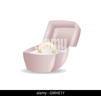 gold ring in box Stock Vector