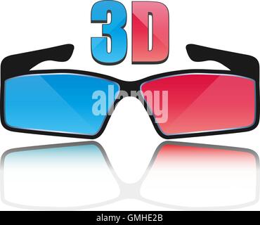 Icon 3D glasses, vector illustration. Stock Vector