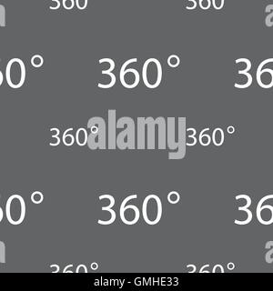 Angle 360 degrees sign icon. Geometry math symbol. Full rotation. Seamless pattern on a gray background. Vector Stock Vector