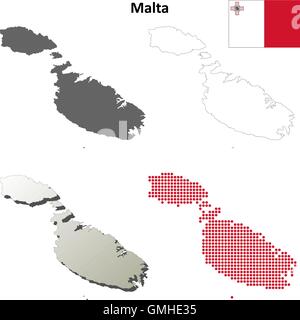 Malta outline map set Stock Vector