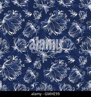 Vector Lily Outline Pattern Stock Vector