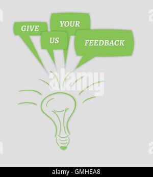 give us your feedback speech bubbles and bulb Stock Vector