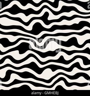 Vector Seamless Black & White Wavy Distorted Lines Pattern Stock Vector