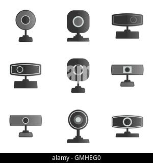 Set  icons webcam, vector illustration. Stock Vector