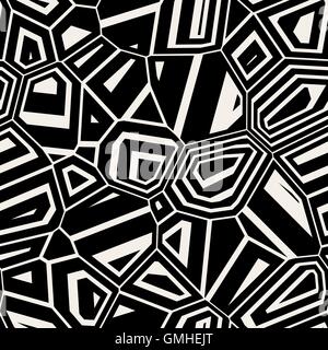 Vector Seamless Black & White Abstract Mosaic Distorted Pattern Stock Vector
