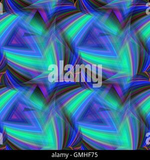 Repeating triangular fractal pattern design of cold colors Stock Vector