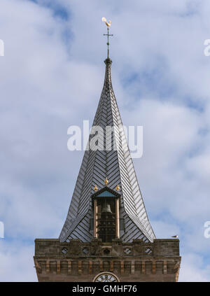St John's Kirk clock tower and leaded spire with carillon bells,Perth,Perthshire, Scotland,UK,