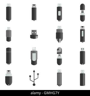 Icons  flash drive, vector illustration. Stock Vector