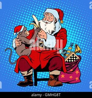 santa claus monkey symbol new year 2016 Stock Vector