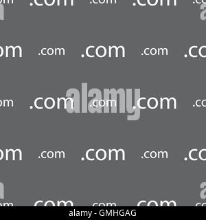Domain COM sign icon. Top-level internet domain symbol. Seamless pattern on a gray background. Vector Stock Vector