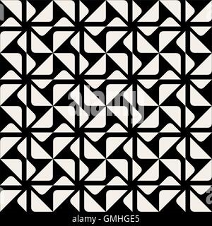 Vector Seamless Black And White Rounded Corner Triangle Square Geometric Pattern Stock Vector