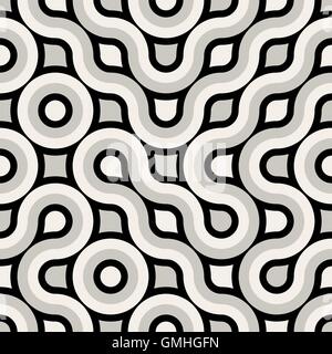 Vector Seamless Black And White Truchet Rounded Pattern Stock Vector