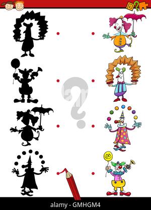 Shadow match kids game with circus performers. Find right silhouette ...