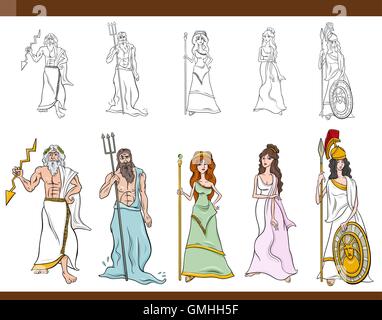 greek gods cartoon illustration Stock Vector