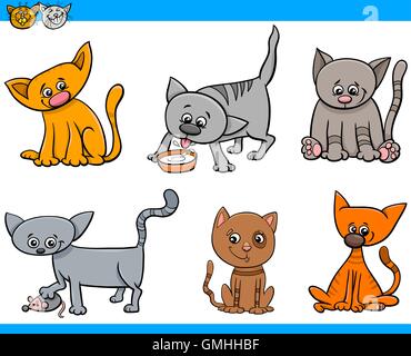 cats characters cartoon set Stock Vector