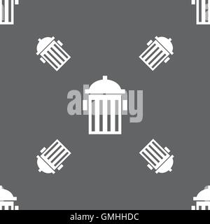 fire hydrant icon sign. Seamless pattern on a gray background. Vector Stock Vector