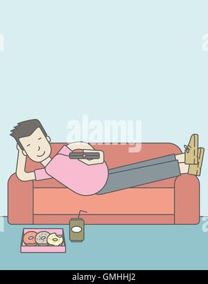 Man lying on sofa. Stock Vector