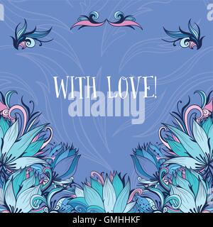 Decorative Vector Card with Lotus Flowers Stock Vector