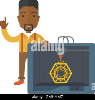 Three D printing. Stock Vector