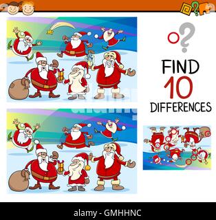 Cartoon Illustration of Spot the Differences Educational Game for ...