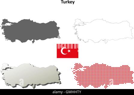 Turkey outline map set Stock Vector