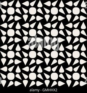 Vector Seamless Black And White Rounded Drop Shape Circle Geometric Pattern Stock Vector