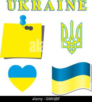 Set Ukrainian symbolism, vector illustration Stock Vector