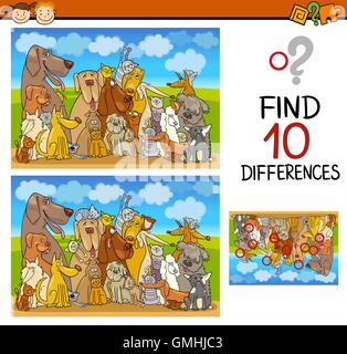 differences task with cartoon cats and dogs characters Stock Vector ...