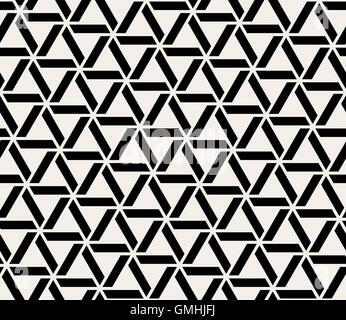 Vector Seamless Black And White Abstract Geometric Interlacing Triangle Lines Pattern Stock Vector