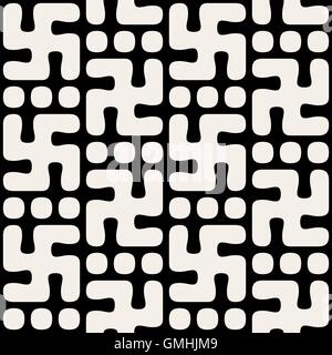 Vector Seamless Black & White Square Circle Cross Pattern Stock Vector