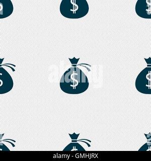 Money bag icon sign. Seamless abstract background with geometric shapes. Vector Stock Vector