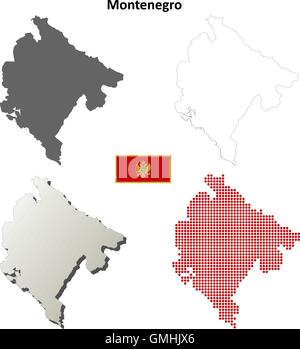 Montenegro outline map set Stock Vector