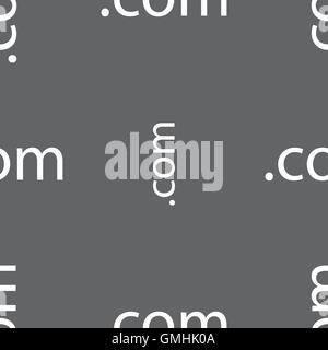 Domain COM sign icon. Top-level internet domain symbol. Seamless pattern on a gray background. Vector Stock Vector