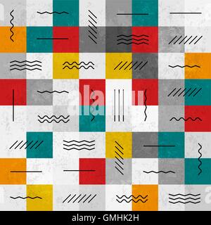 Retro colors abstract seamless pattern with geometric lines Stock Vector