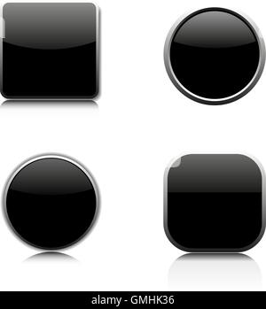 Set of glass buttons, vector illustration. Stock Vector