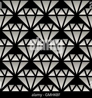 Vector Seamless Black And White Gradient Crystal Line Art Pattern Stock Vector
