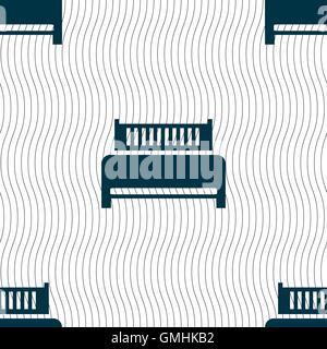 Hotel, bed icon sign. Seamless pattern with geometric texture. Vector Stock Vector